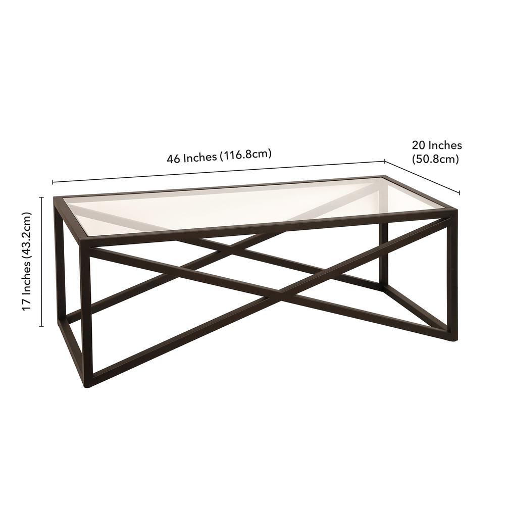 Calix 46'' Wide Rectangular Coffee Table in Blackened Bronze. Picture 5