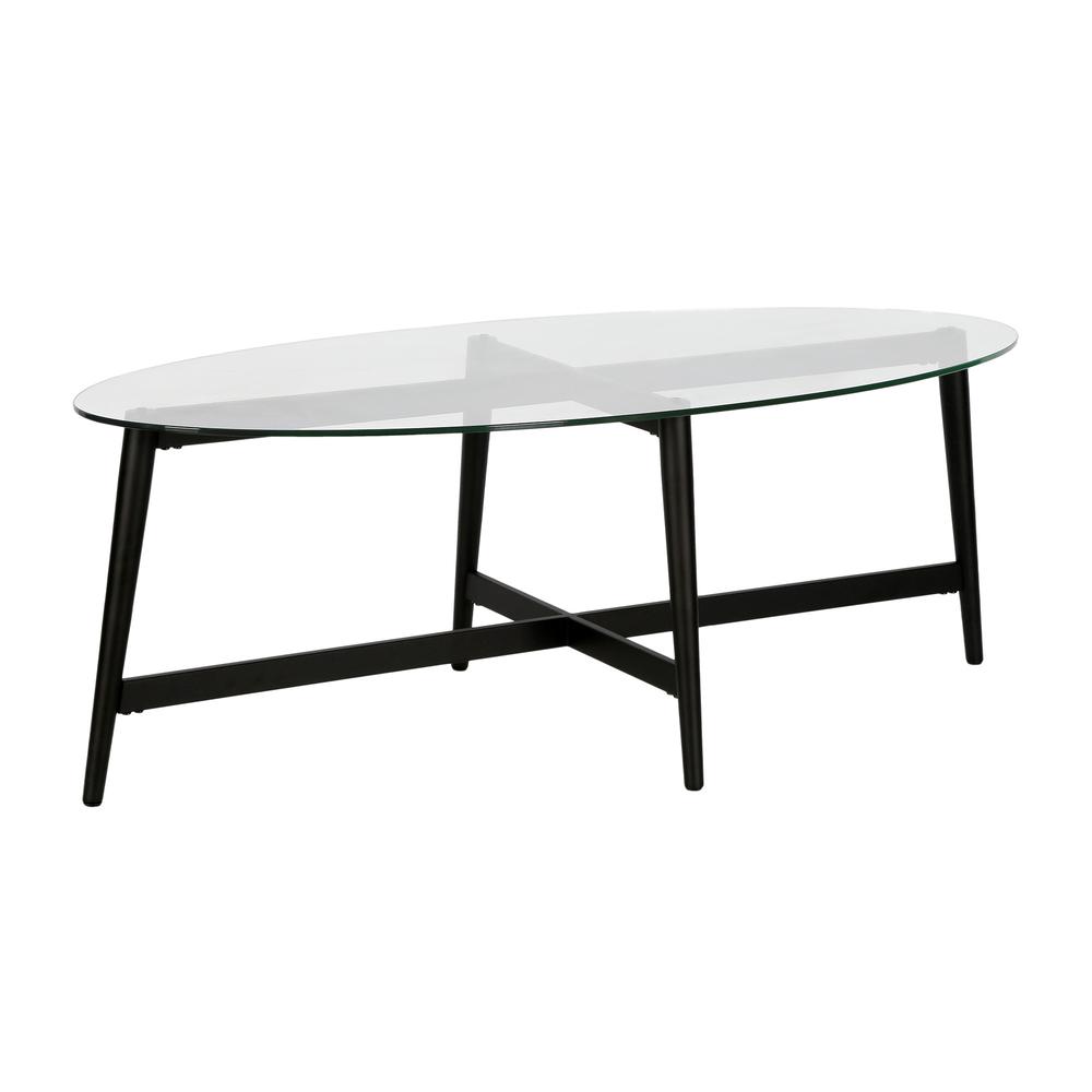 Olson 50.5'' Wide Oval Coffee Table in Blackened Bronze. Picture 1