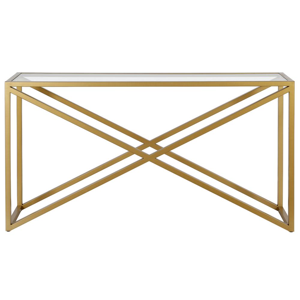 Calix 55'' Wide Rectangular Console Table in Brass. Picture 3