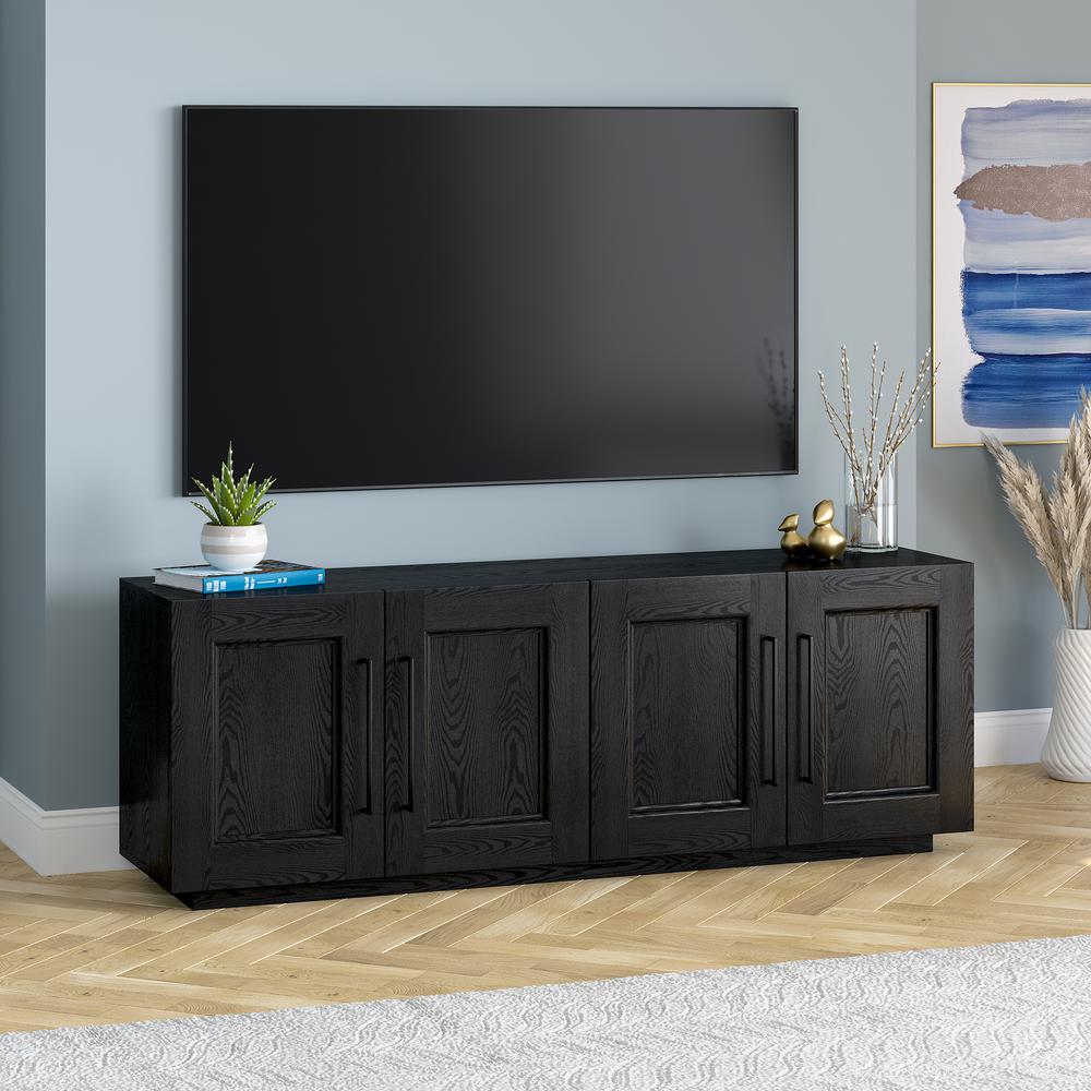 Merrimac Rectangular TV Stand for TV's up to 75" in Black Grain. Picture 4