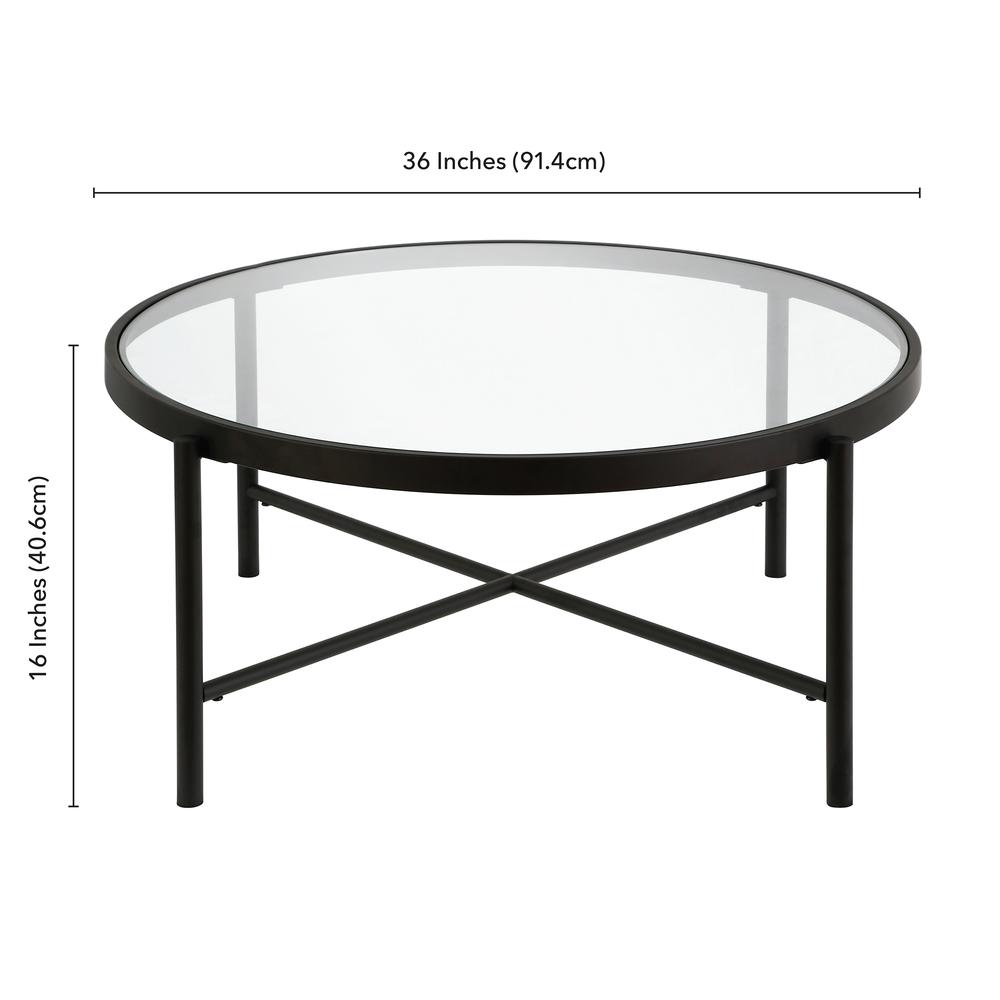 Duxbury 36'' Wide Round Coffee Table in Blackened Bronze. Picture 5