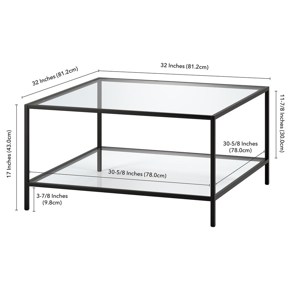 Sivil Square 32'' Wide Coffee Table in Blackened Bronze. Picture 5