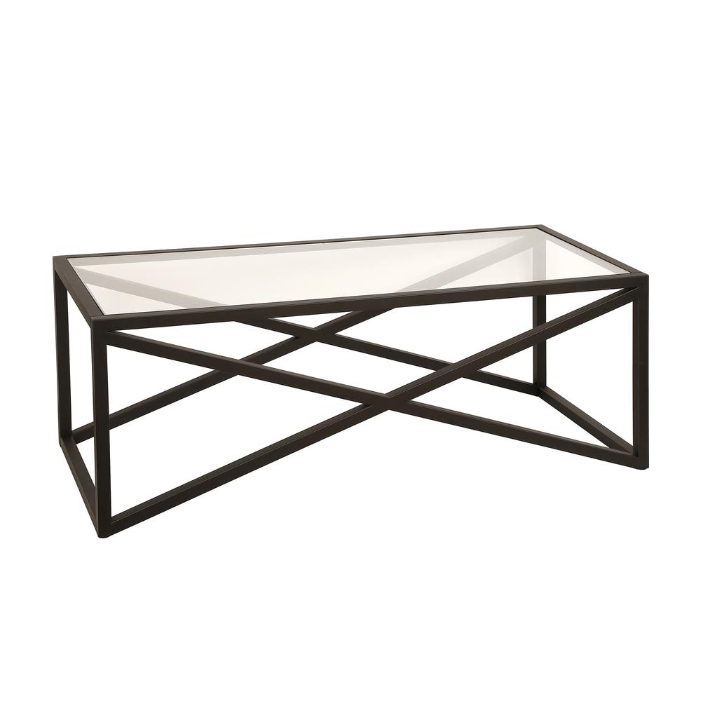 Calix 46'' Wide Rectangular Coffee Table in Blackened Bronze. Picture 1