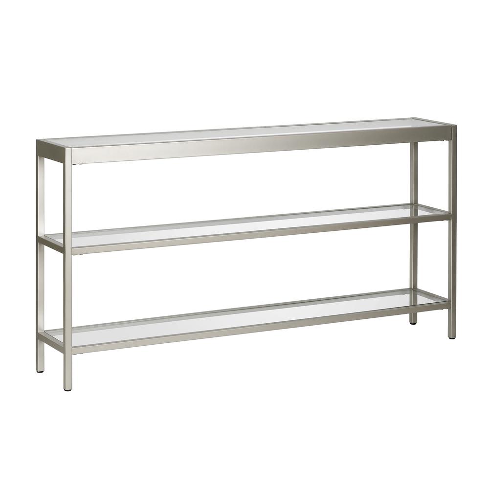 Alexis 55'' Wide Rectangular Console Table in Satin Nickel. Picture 1