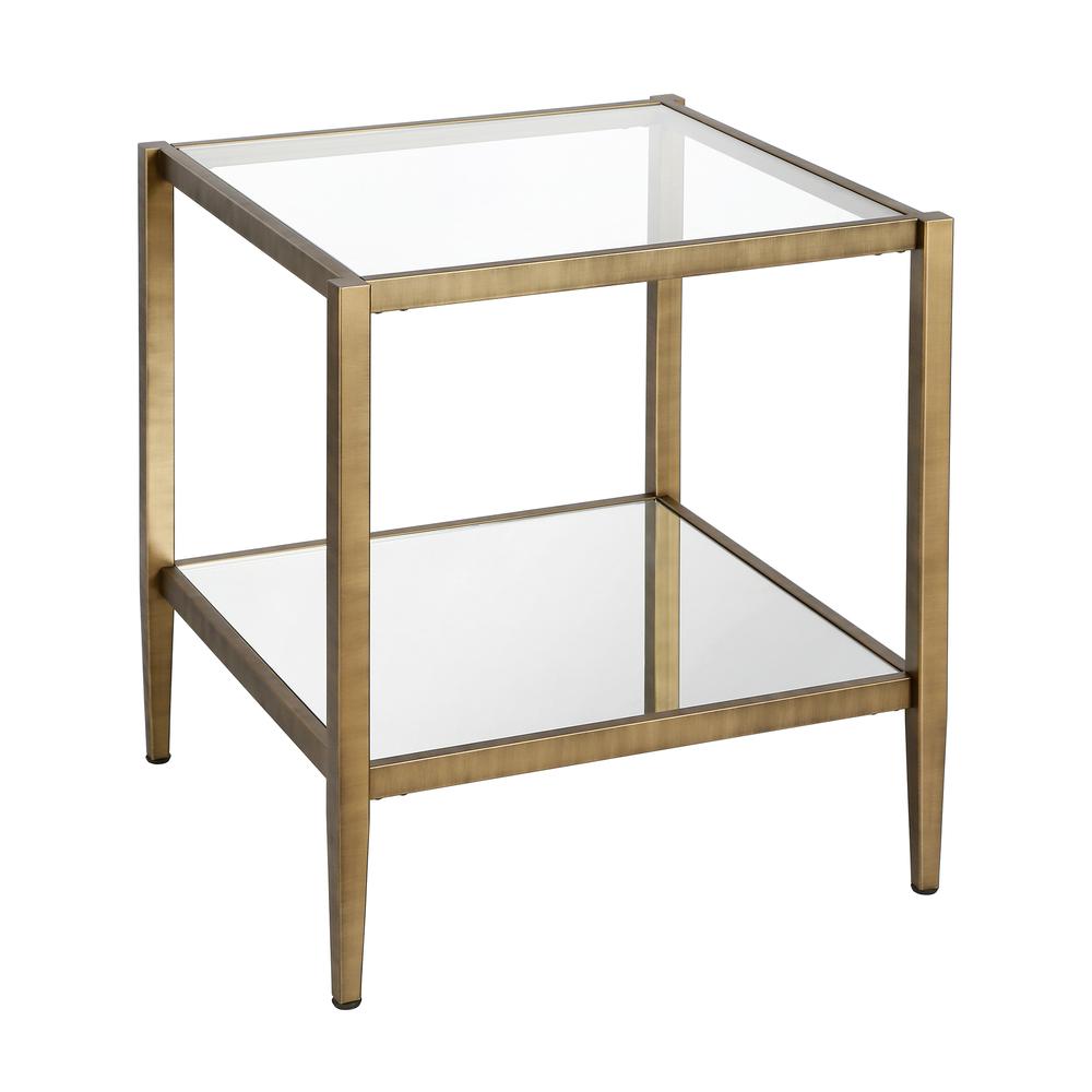 Hera 20'' Wide Square Side Table in Brass. Picture 1