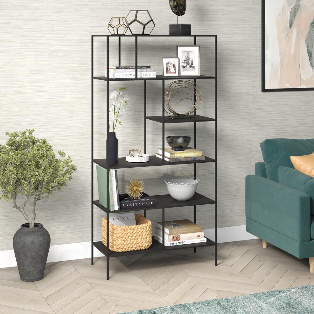 Winslow 72" Tall Rectangular Bookcase in Blackened Bronze. Picture 4