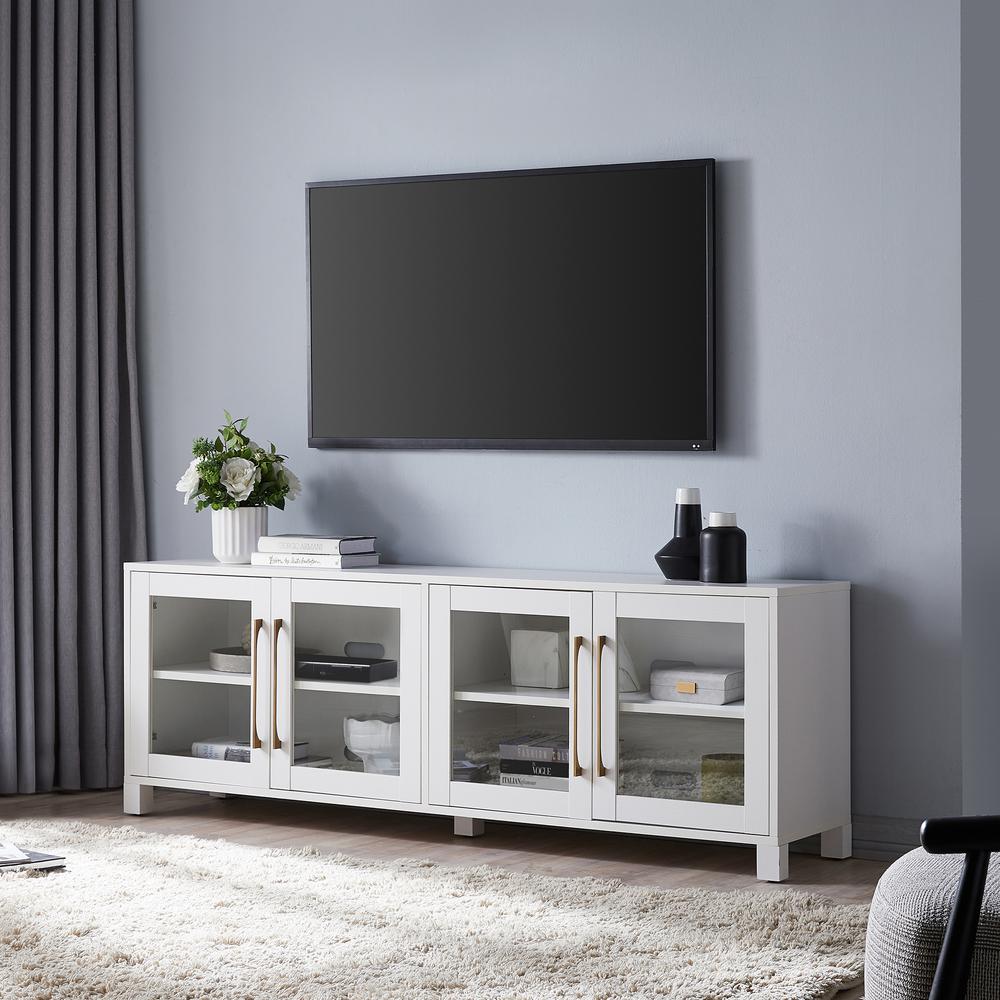 Quincy Rectangular TV Stand for TV's up to 80" in White. Picture 2