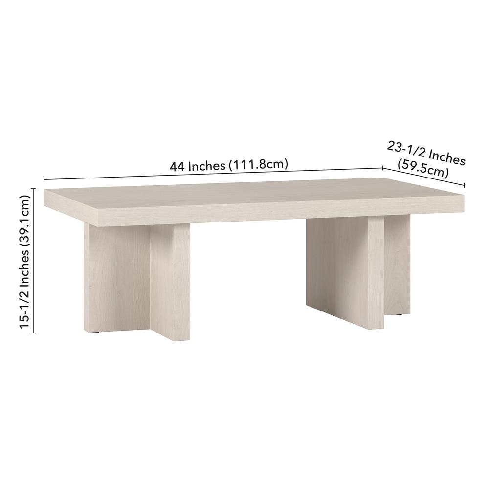 Dimitra 44" Wide Rectangular Coffee Table in Alder White. Picture 5