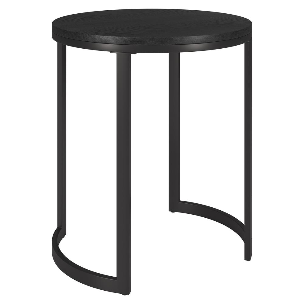 Mitera 20" Wide Round Side Table with MDF Top in Blackened Bronze/Black Grain. Picture 1