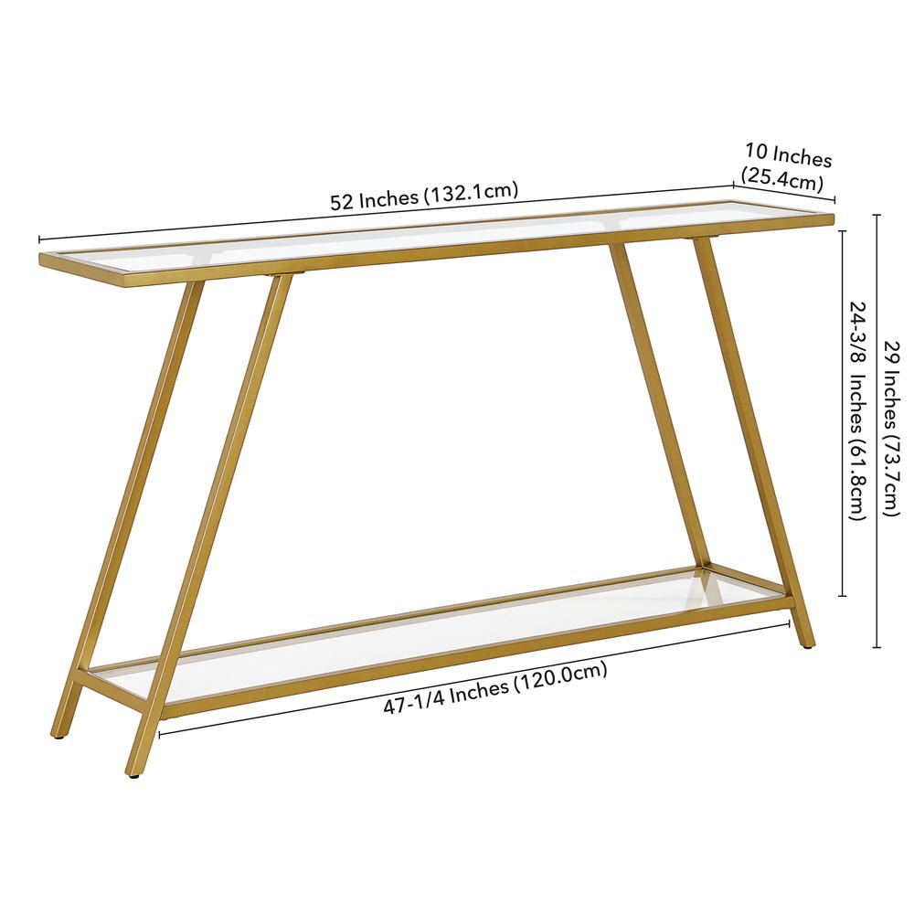Yair 52'' Wide Rectangular Console Table in Brass. Picture 5