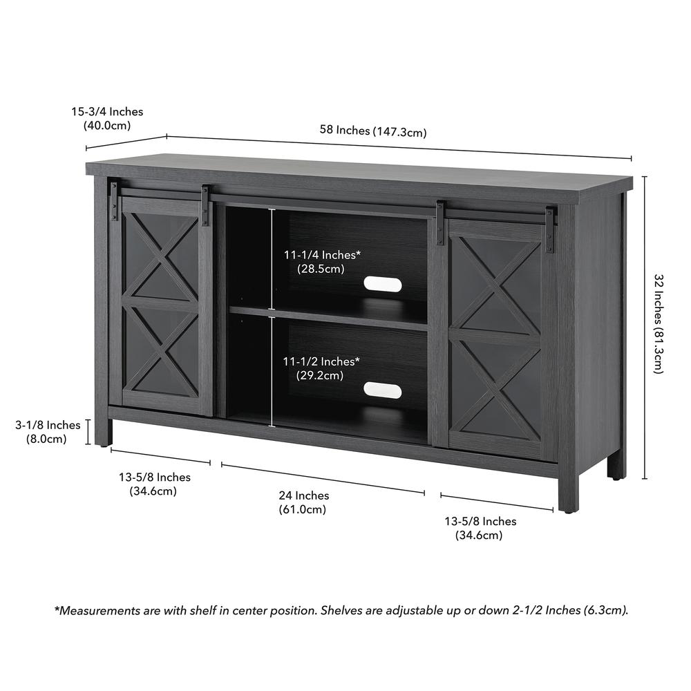 Clementine Rectangular TV Stand for TV's up to 65" in Charcoal Gray. Picture 5