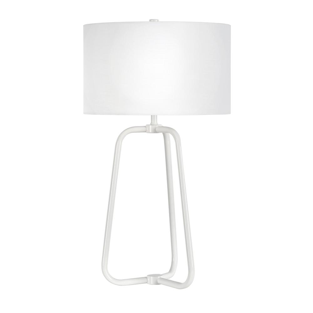 Marduk 25.5" Tall Table Lamp with Fabric Shade in Matte White/White. Picture 3