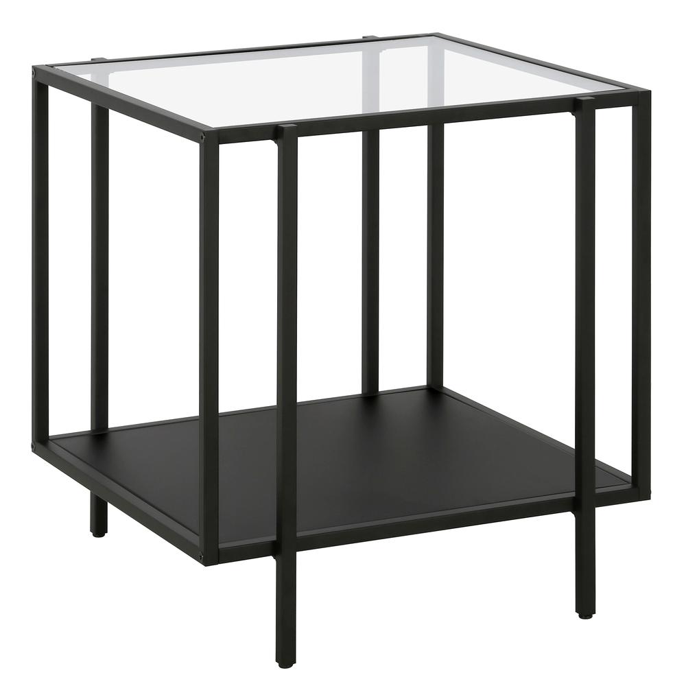 Vireo 20'' Wide Square Side Table with Metal Shelf in Blackened Bronze. Picture 1