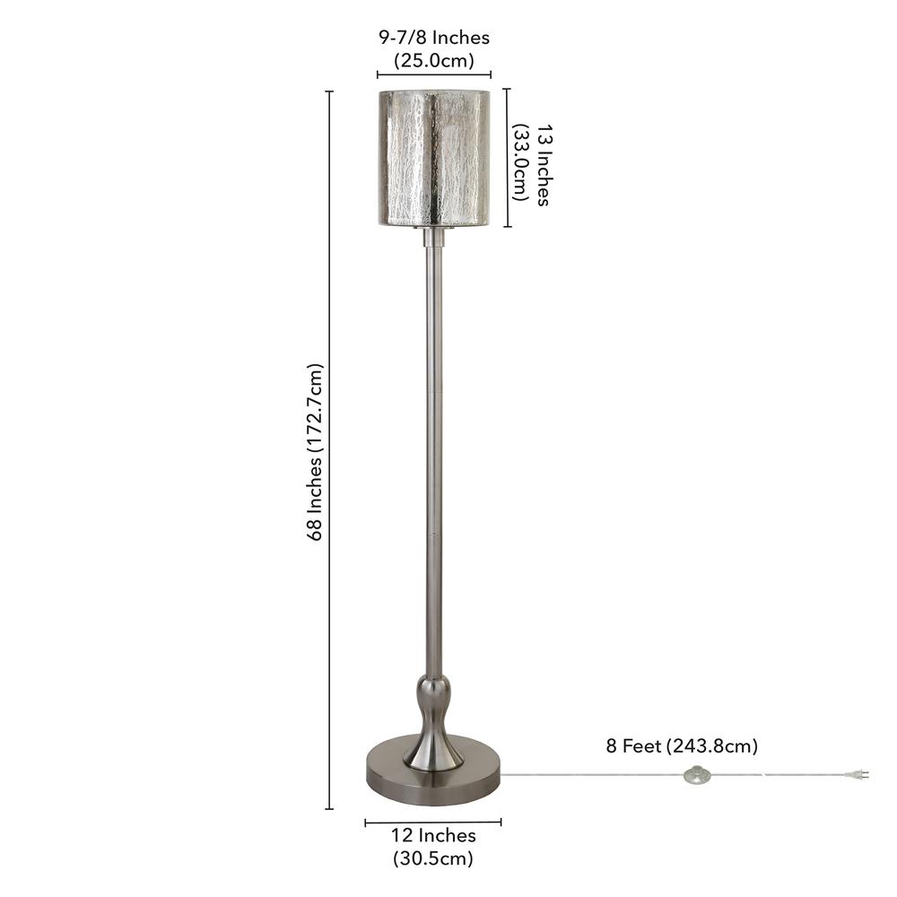 Numit 68.75" Tall Floor Lamp with Glass Shade in Brushed Nickel/Mercury Glass. Picture 4