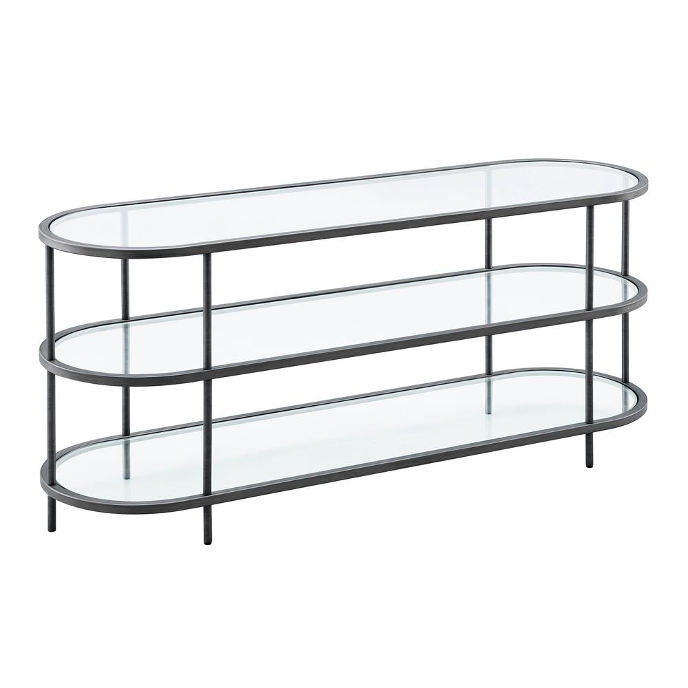 Leif Oval TV Stand for TV's up to 60" in Aged Steel. Picture 1