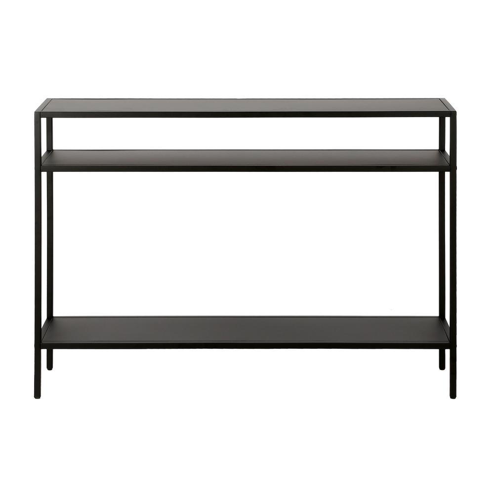 Ricardo 42'' Wide Rectangular Console Table with Metal Shelves in Blackened Bronze. Picture 3