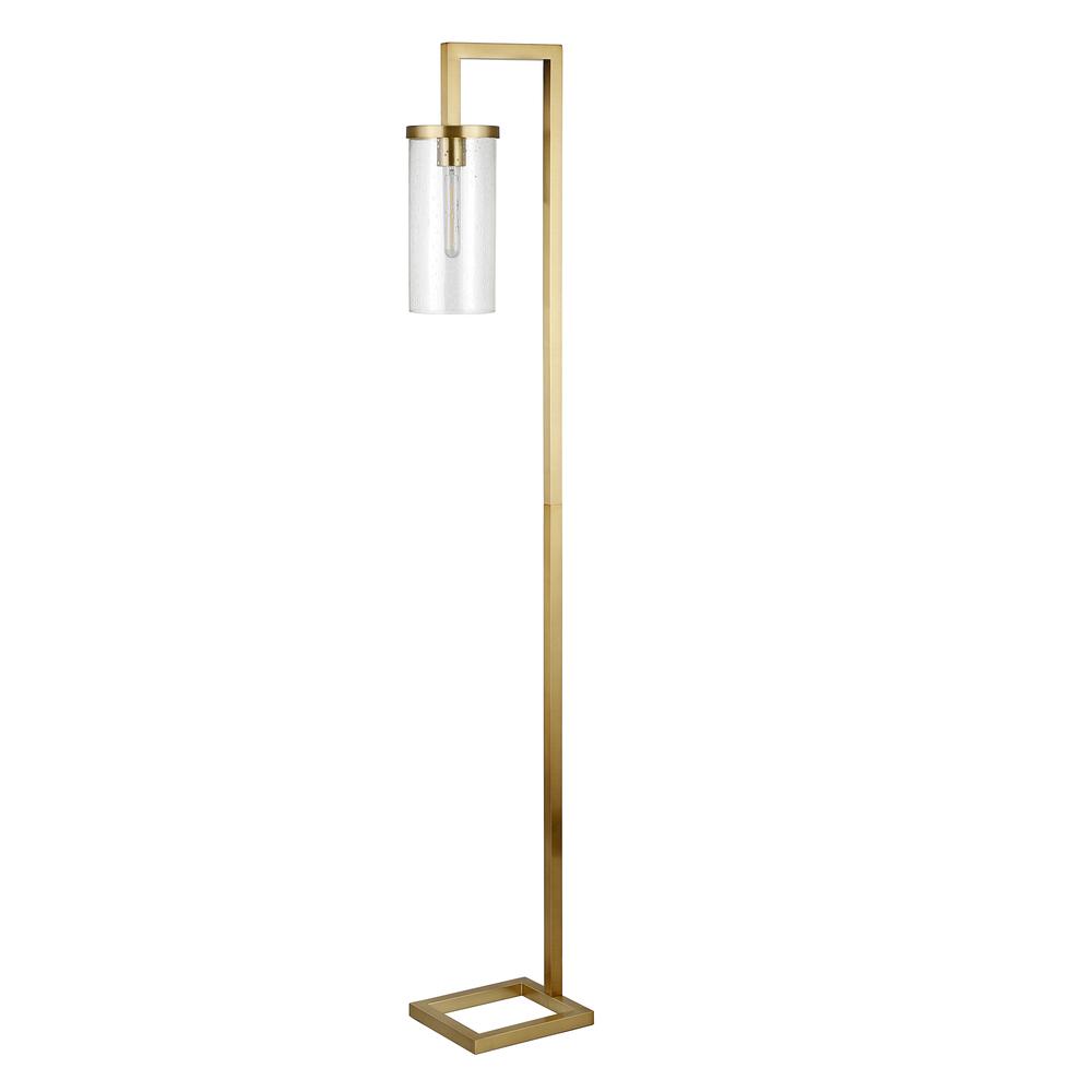 Malva 67.75" Tall Floor Lamp with Glass Shade in Brass/Seeded. Picture 1