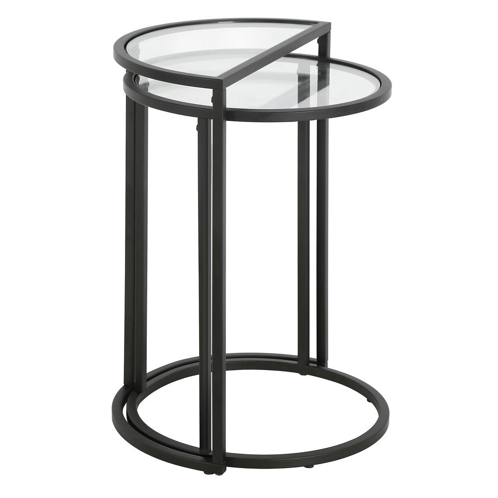 Luna Round & Demilune Nested Side Table in Blackened Bronze. Picture 3