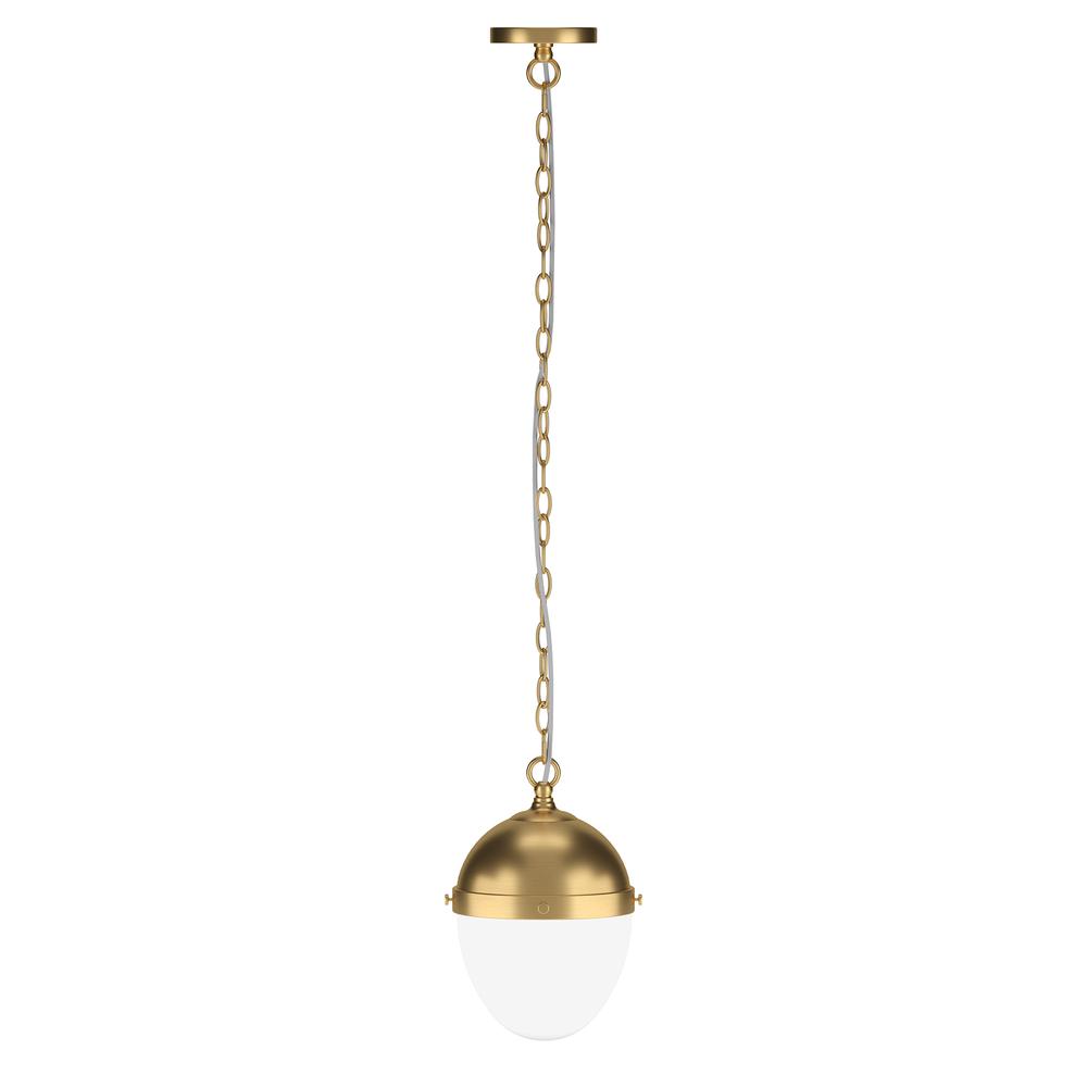 Aurelia 8" Wide Pendant with Glass Shade in Brass/White Milk. Picture 1