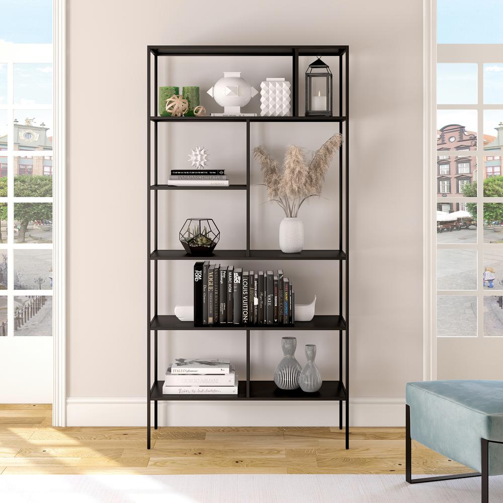 Winthrop 72'' Tall Rectangular Bookcase in Blackened Bronze. Picture 2