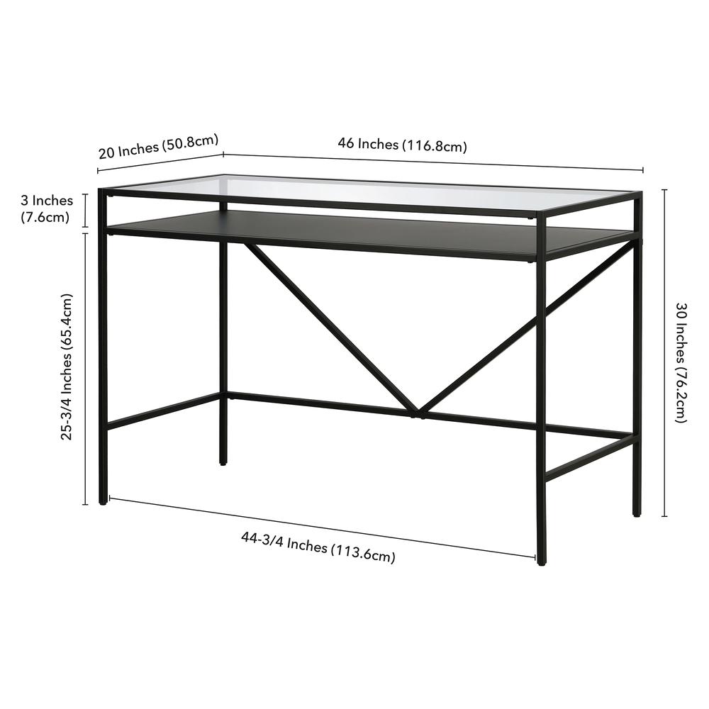 Baird Rectangular 46'' Wide Desk with Metal Shelf in Blackened Bronze. Picture 5