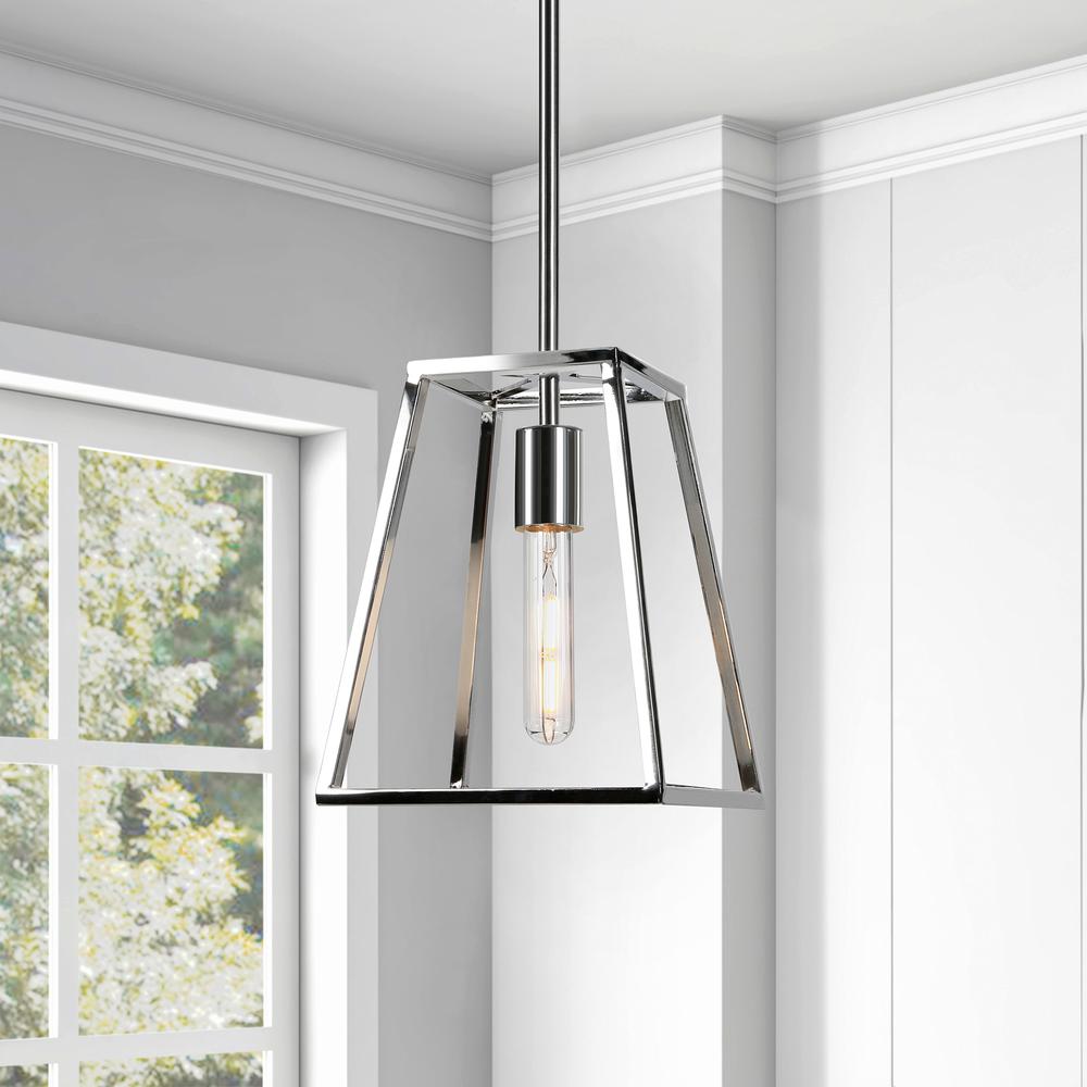 Rhom 8" Wide Open-Framed Pendant in Polished Nickel/No Shade. Picture 4