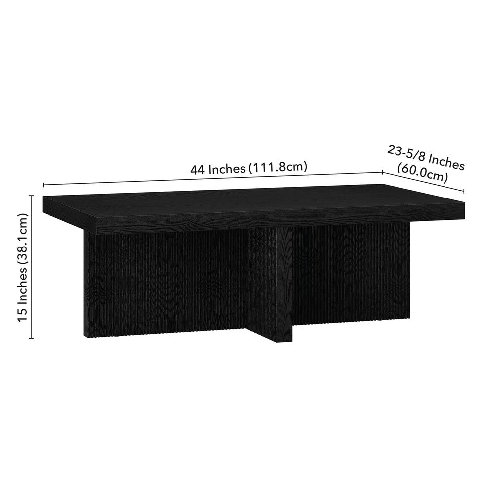 Holm 44" Wide Rectangular Coffee Table in Black Grain. Picture 5