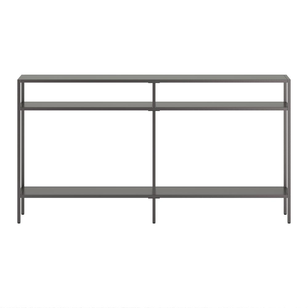 Sivil 55'' Wide Rectangular Console Table with Metal Shelves in Gunmetal Gray. Picture 3