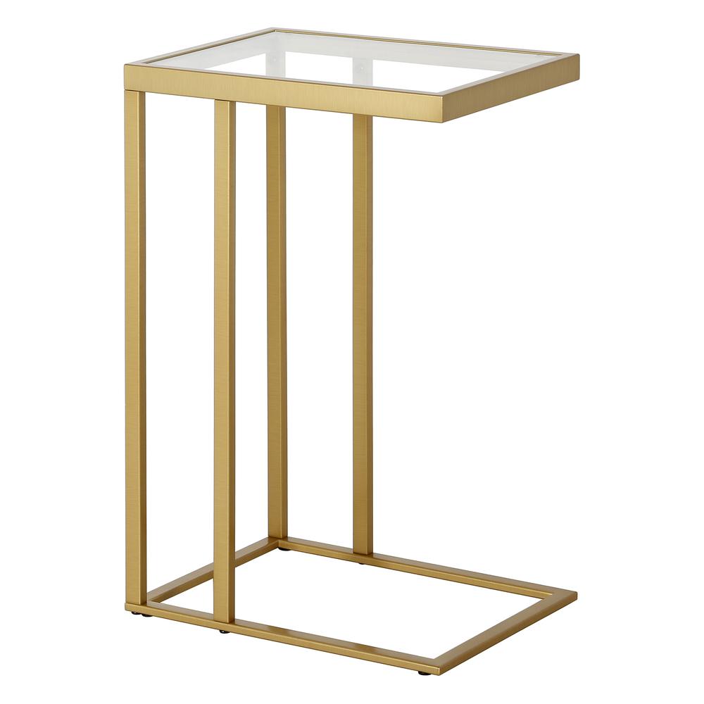 Alexis 16'' Wide Rectangular Side Table in Brass. Picture 1