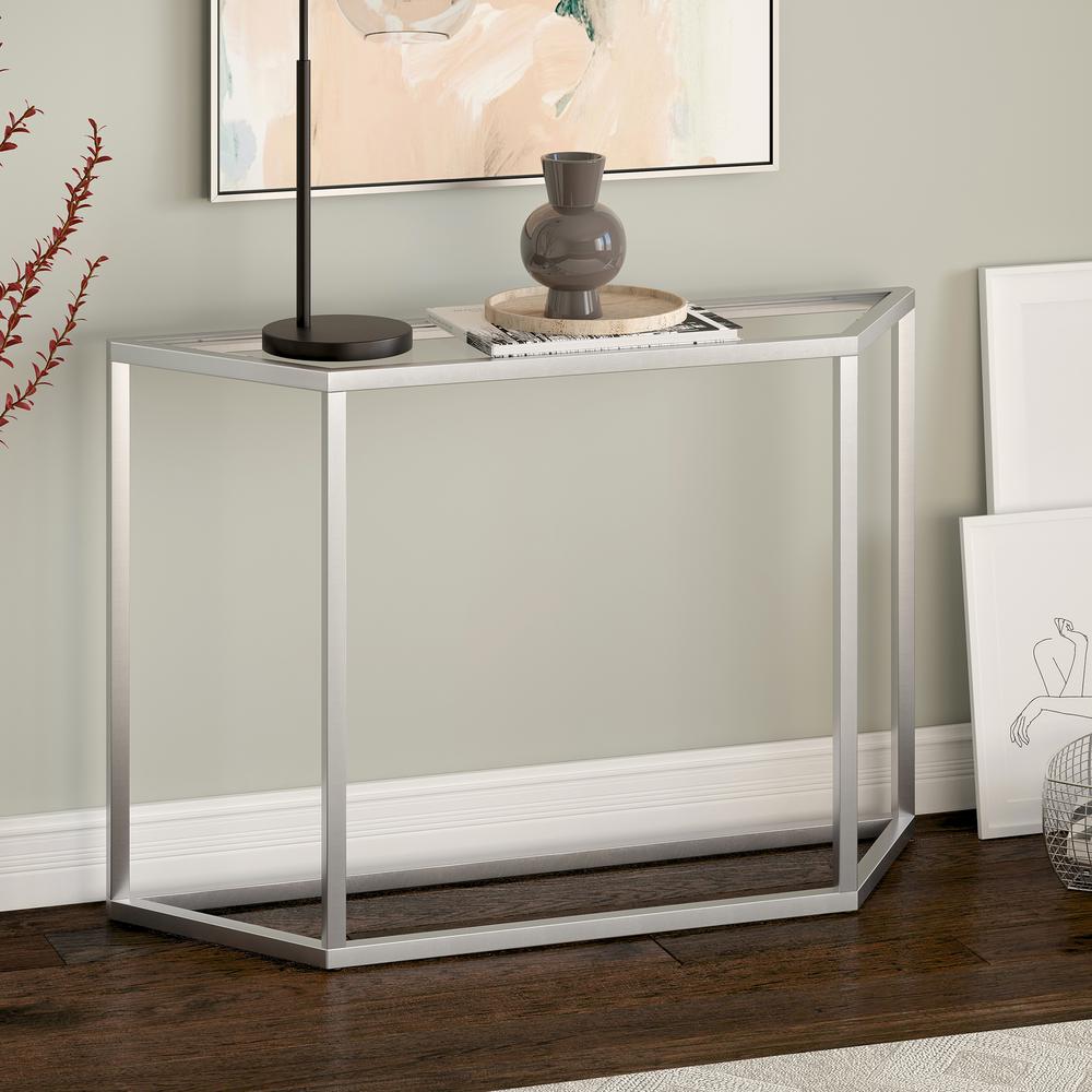 Levi 44'' Wide Trapezoid Console Table in Silver. Picture 3