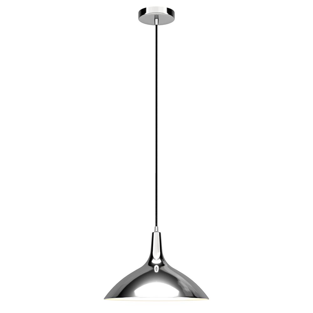 Barton 14" Wide Pendant with Metal Shade in Polished Nickel/Polished Nickel. Picture 3