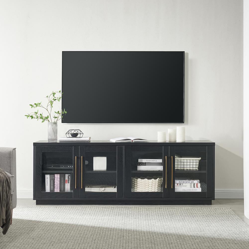 Donovan Rectangular TV Stand for TV's up to 80" in Black Grain. Picture 2