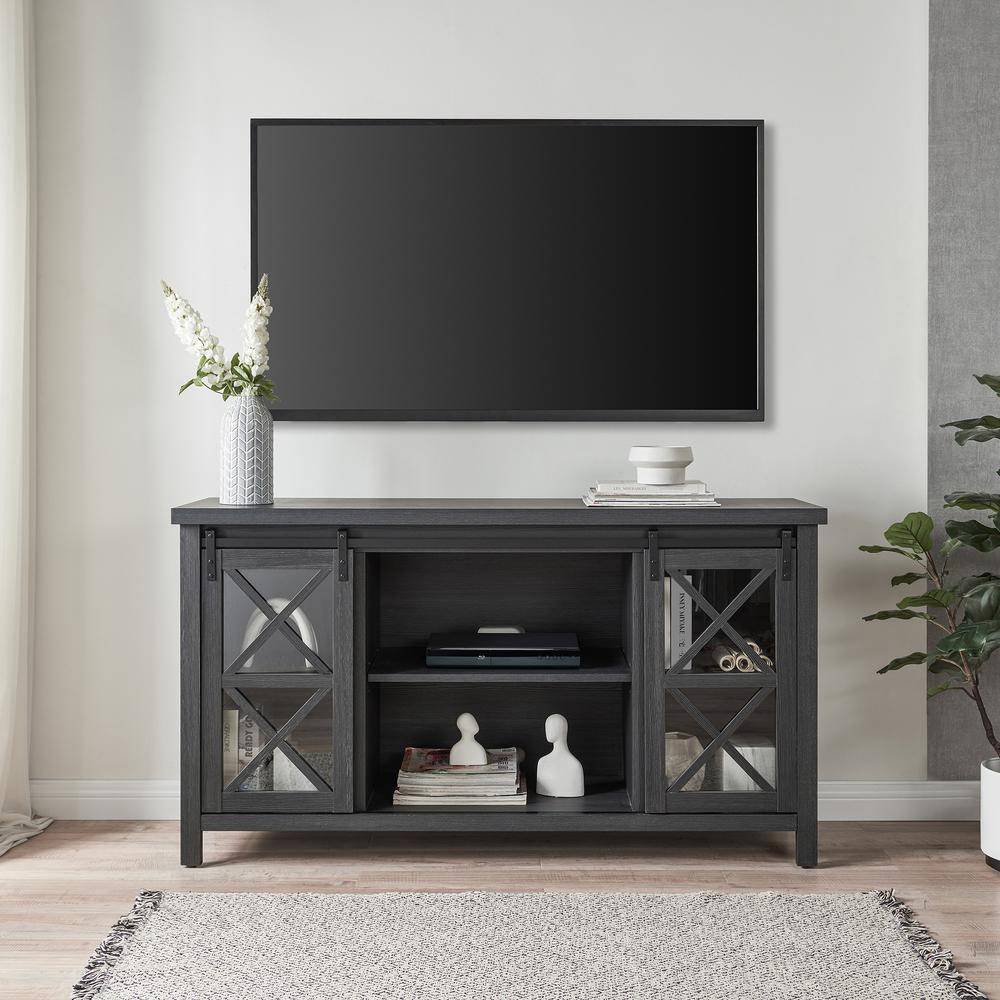 Clementine Rectangular TV Stand for TV's up to 65" in Charcoal Gray. Picture 4