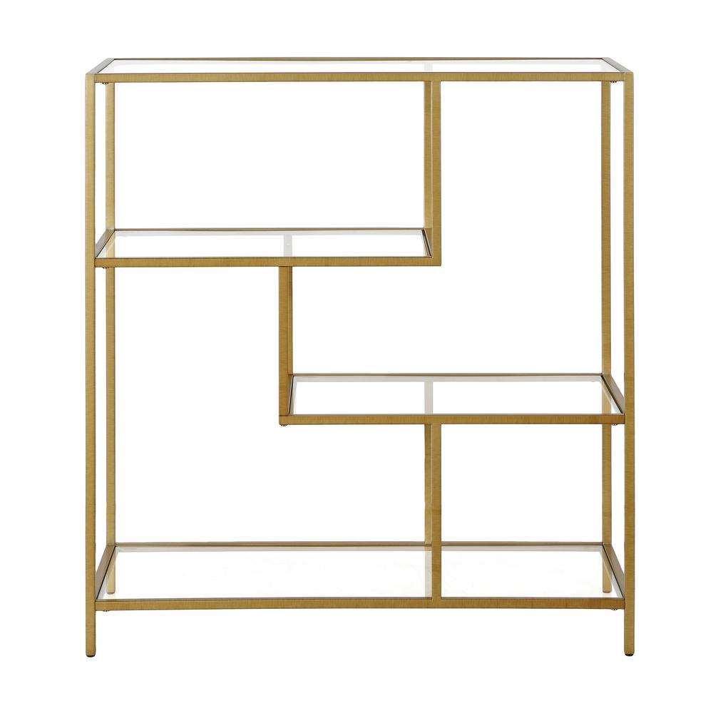 Isla 40'' Tall Rectangular Bookcase in Brass. Picture 4