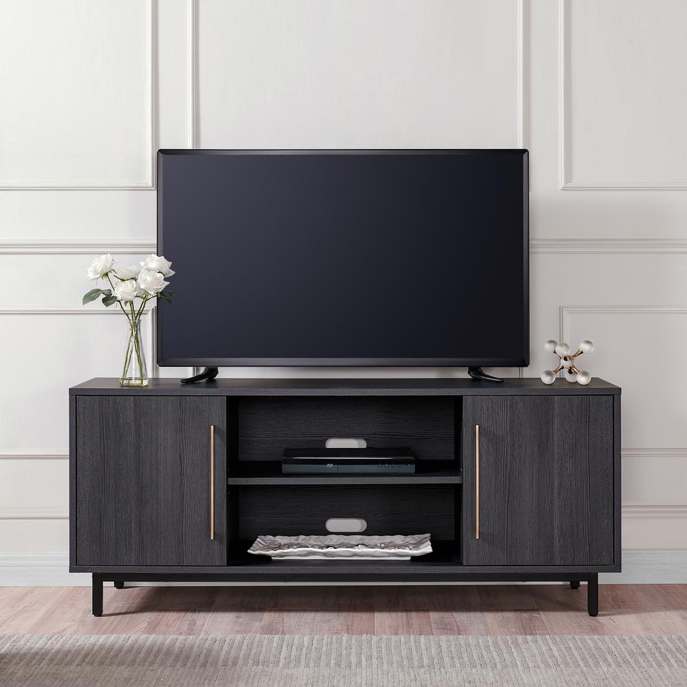 Julian Rectangular TV Stand for TV's up to 65" in Charcoal Gray. Picture 4