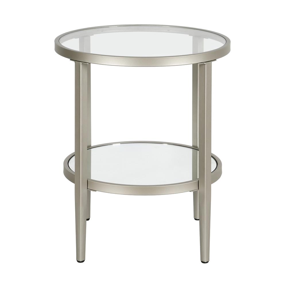 Hera 19.63'' Wide Round Side Table in Satin Nickel. Picture 3