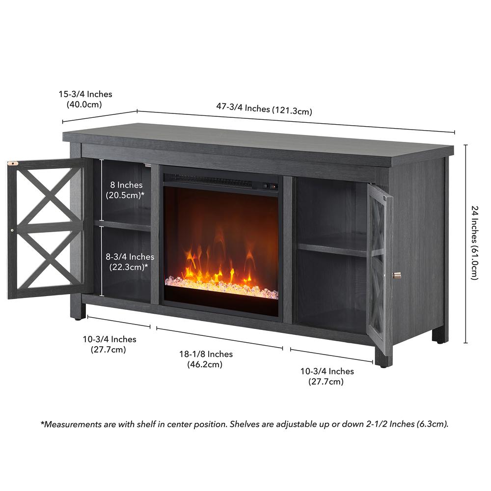 Colton Rectangular TV Stand with Crystal Fireplace for TV's up to 55" in Charcoal Gray. Picture 5