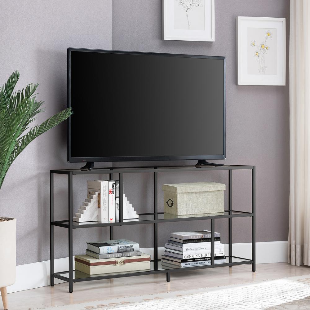 Clark Hexagonal TV Stand for TV's up to 55" in Blackened Bronze. Picture 2