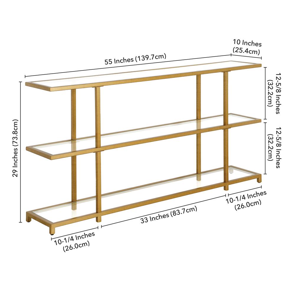 Greenwich 55'' Wide Rectangular Console Table in Brass. Picture 5
