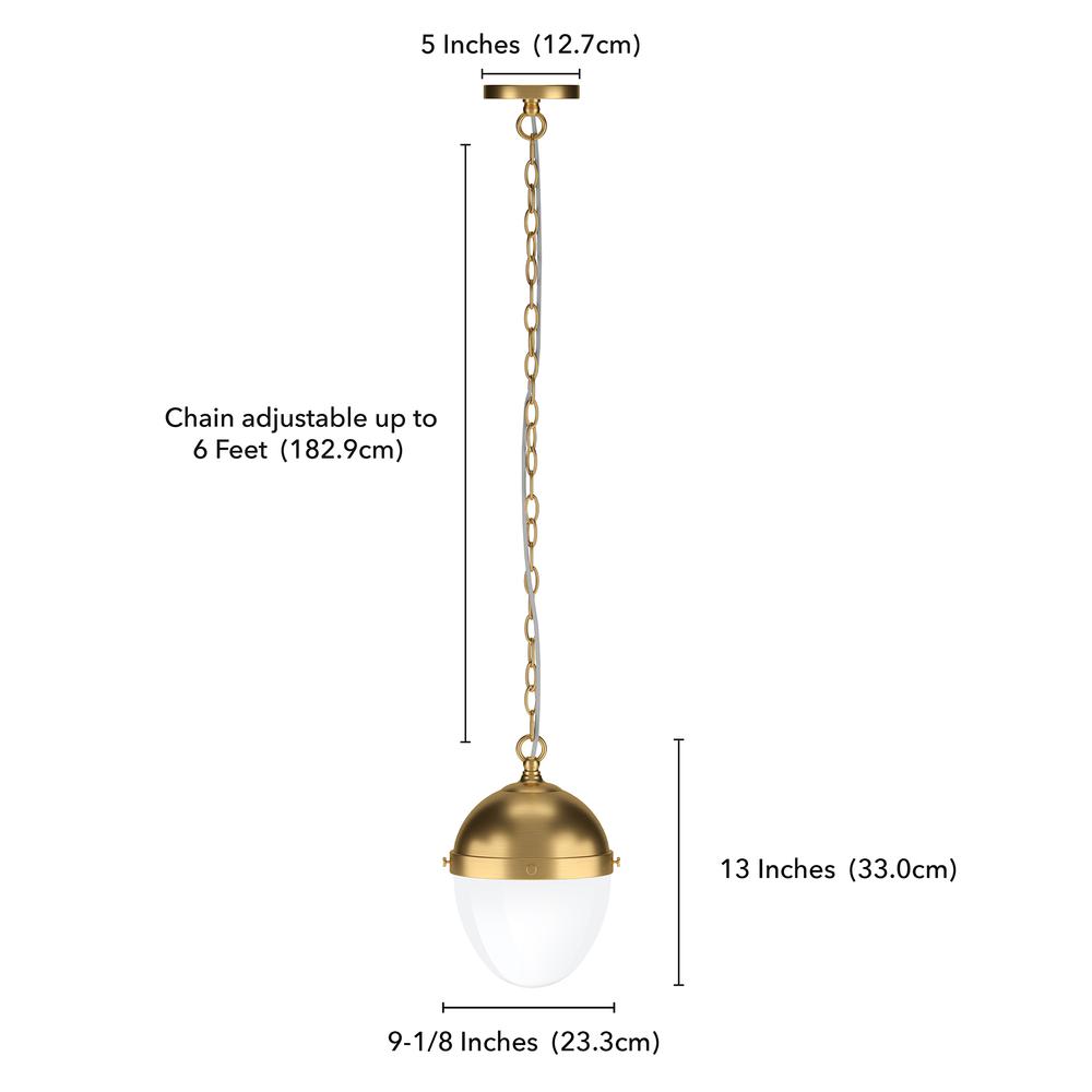 Aurelia 8" Wide Pendant with Glass Shade in Brass/White Milk. Picture 5