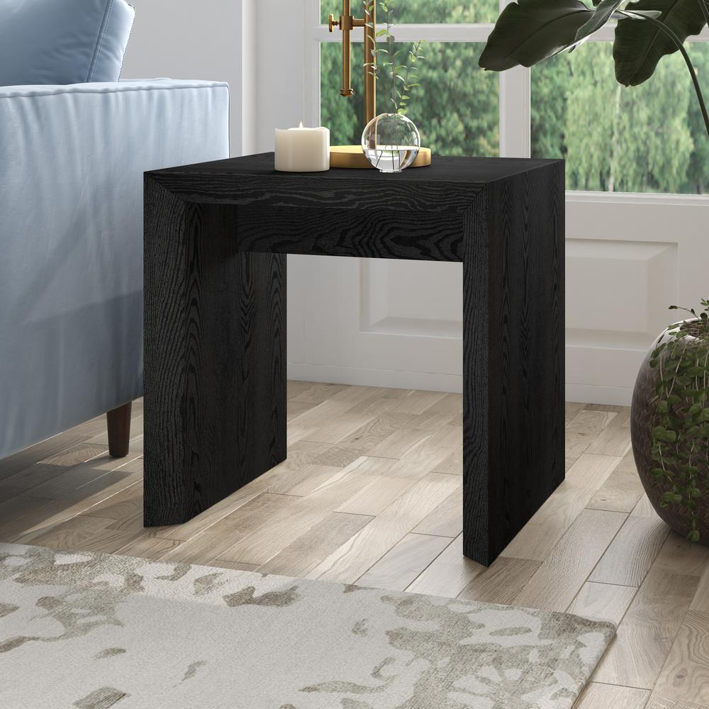 Oswin 22" Wide Rectangular Side Table in Black Grain. Picture 4