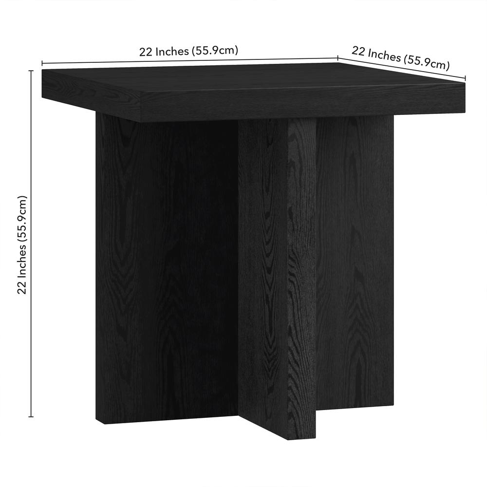 Elna 22" Wide Square Side Table in Black Grain. Picture 5