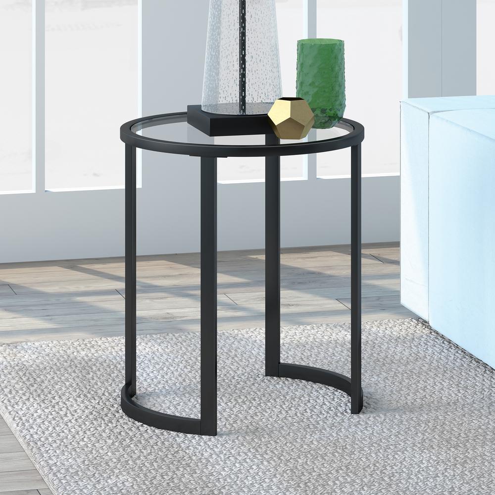 Mitera 20'' Wide Round Side Table in Blackened Bronze. Picture 2