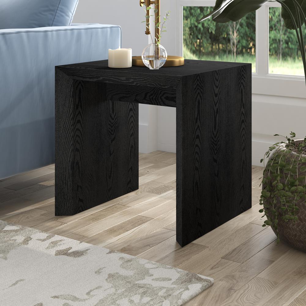 Oswin 22" Wide Rectangular Side Table in Black Grain. Picture 3