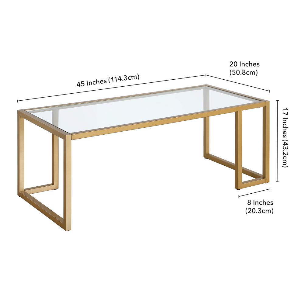 Oscar 45'' Wide Rectangular Coffee Table in Brass. Picture 5