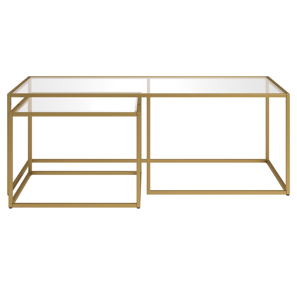 Kennedy Rectangular Nested Coffee Table in Brass. Picture 3