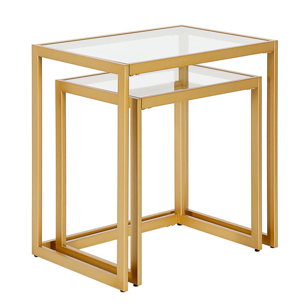 Rocco Rectangular Nested Side Table in Brass. Picture 3