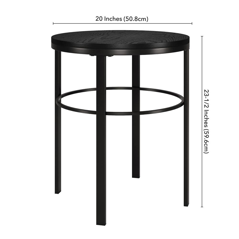 Gaia 20" Wide Round Side Table with MDF Top in Blackened Bronze/Black Grain. Picture 4