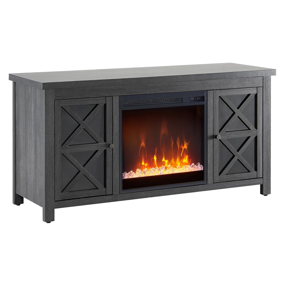 Colton Rectangular TV Stand with Crystal Fireplace for TV's up to 55" in Charcoal Gray. Picture 1