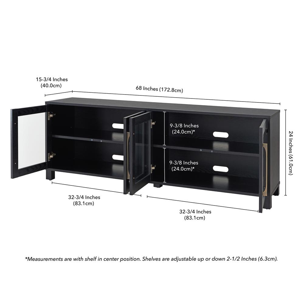 Quincy Rectangular TV Stand for TV's up to 80" in Black Grain. Picture 5